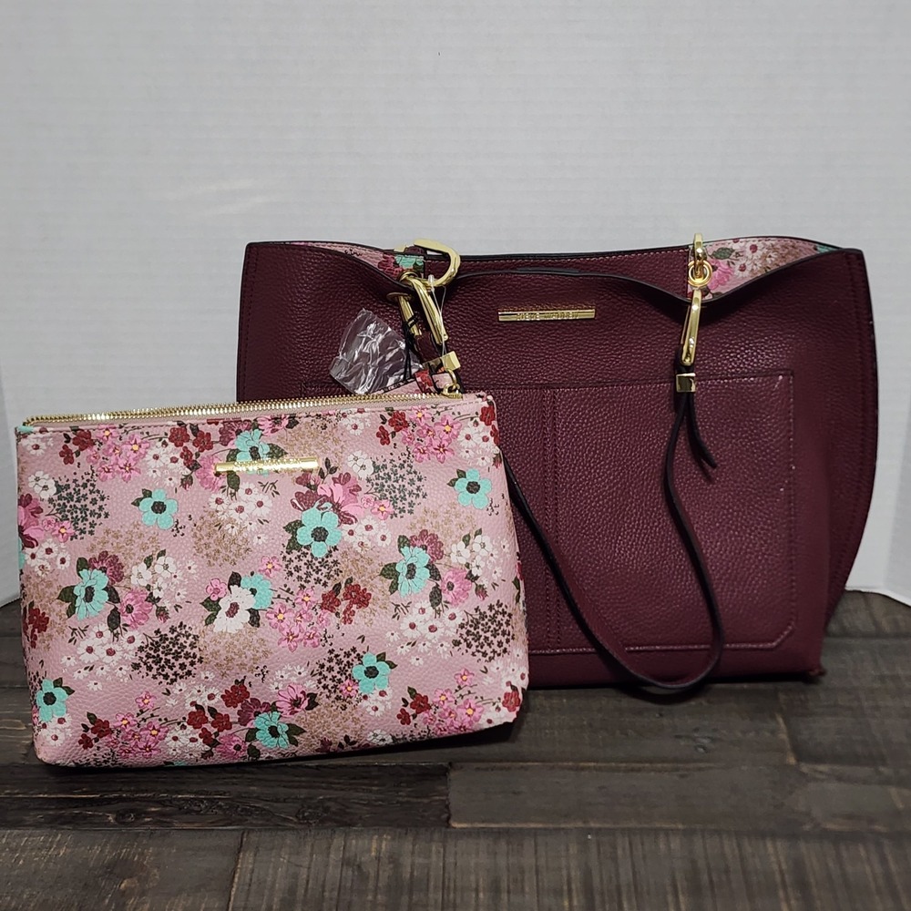 Steve Madden BDonna Shoulder Tote Wine Bag Purse Handbag Plus Extra Bag‎